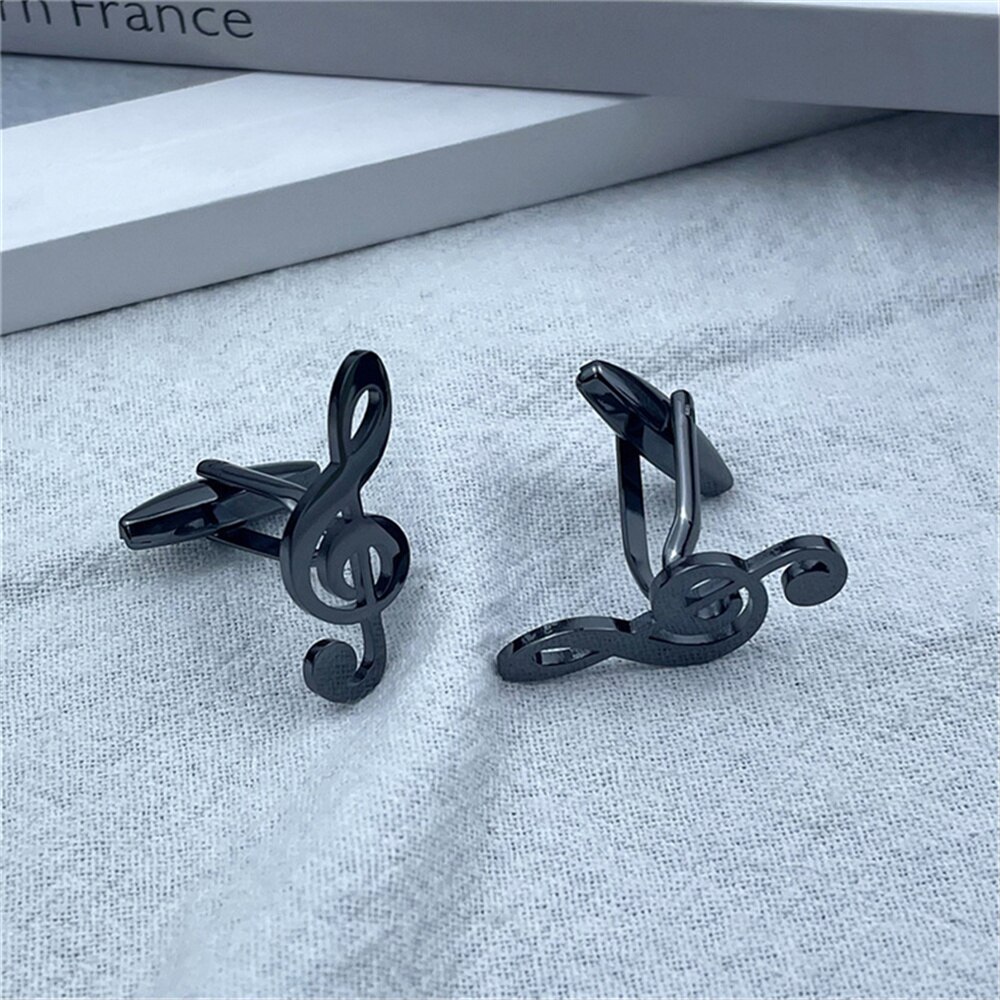 Gemelli neri in acciaio inossidabile 2022 per uomo novità Design musicale camicia gemelli in oro gemelli uomo gioielli da lavoro regalo all'ingrosso: Black