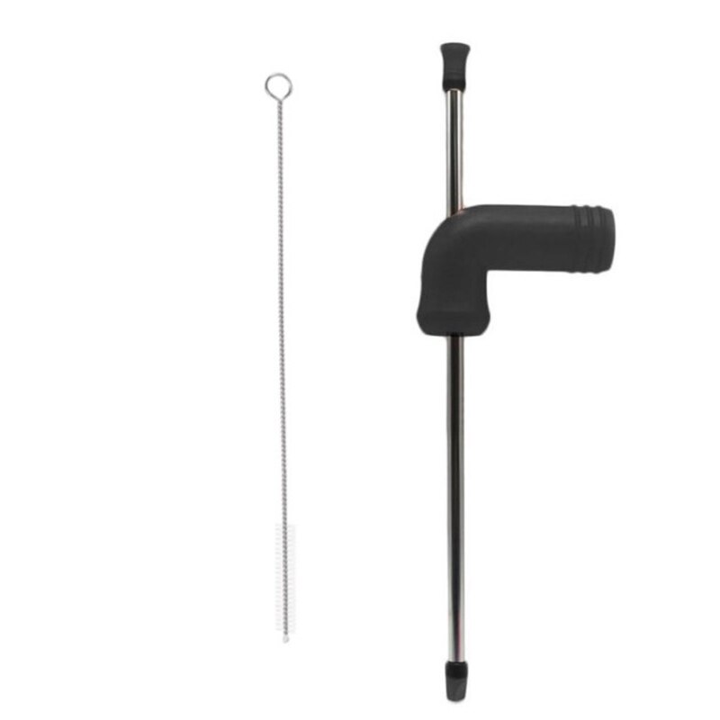 Beer Snorkel Double-Layer Beer Snorkel Bar Tools Straight Straw Style Beer Dispenser with Cleaning Brush: BLACK