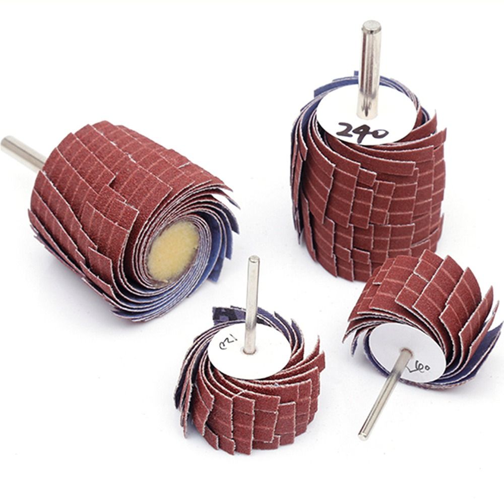 80~600 Grit 3mm Shank Sanding Cloth Wheel Abrasive Grinding Derusting Buffing Polishing Burr Removal Emery Paper Curved Surface