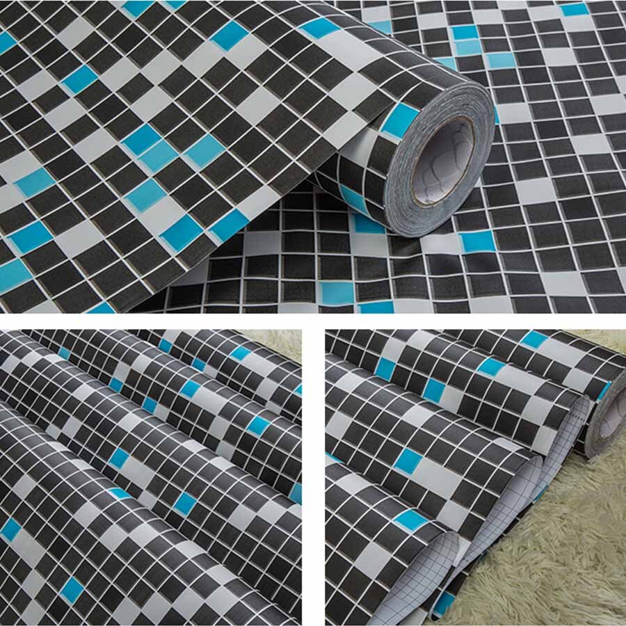 0.4 x 3m keukenkookplaat waterdichte kast zwarte zelfklevende muurstickers pvc hittebestendig behang badmozaïek sticker: Zwart