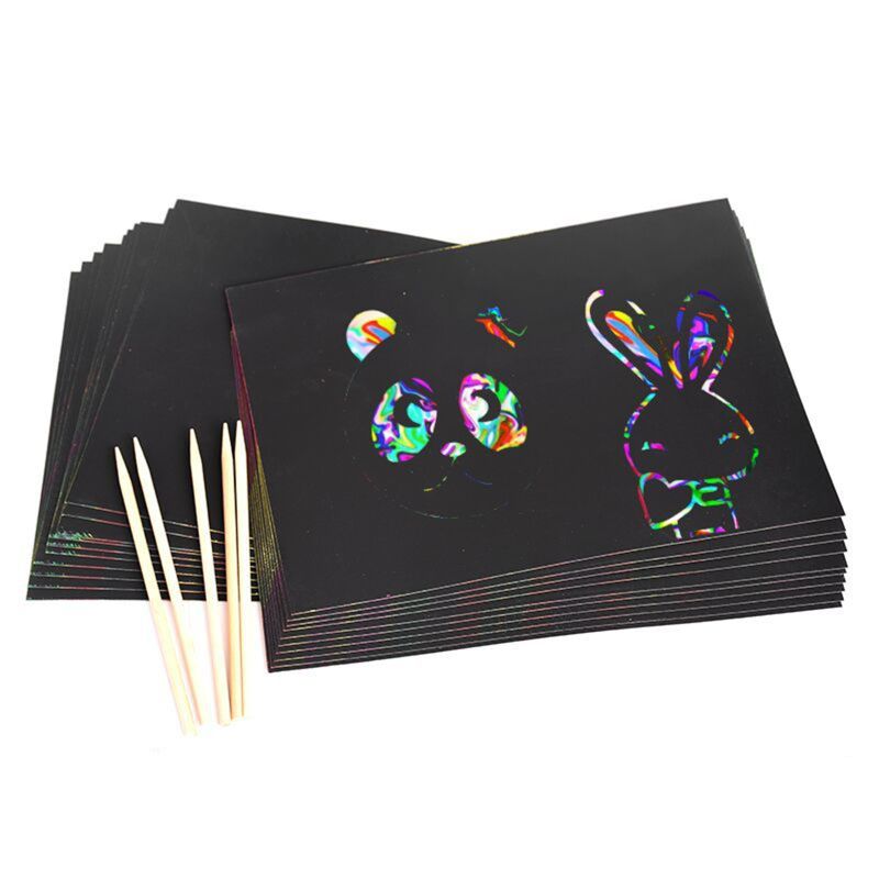 Scratch Art Set, 50 Stuk Rainbow Magic Scratch Papier Voor Kids Black Scratch Off