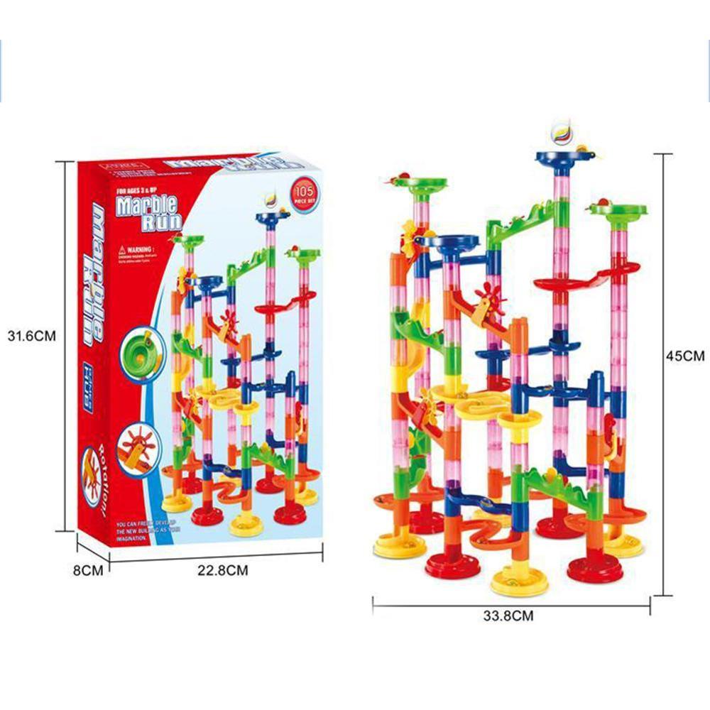 105 stücke Set DIY Bau Marmor Rennstrecke Bausteine Kinder Labyrinth Roller Ball Spielzeug weihnachten