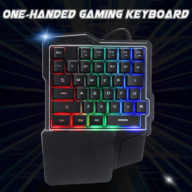 Een-Handed Gaming Keyboard Ergonomische Universal Wired Usb Led Backlight 35 Toetsen Home Office Mobiele Telefoon Toetsenbord Toetsenbord