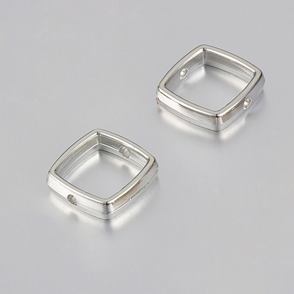 50 sztuk Love Heart dwa otwory CCB koraliki rama Spacer koraliki naszyjnik DIY złącza bransoletki wisiorki akcesoria do wyrobu biżuterii: 14mmSquare-Silver