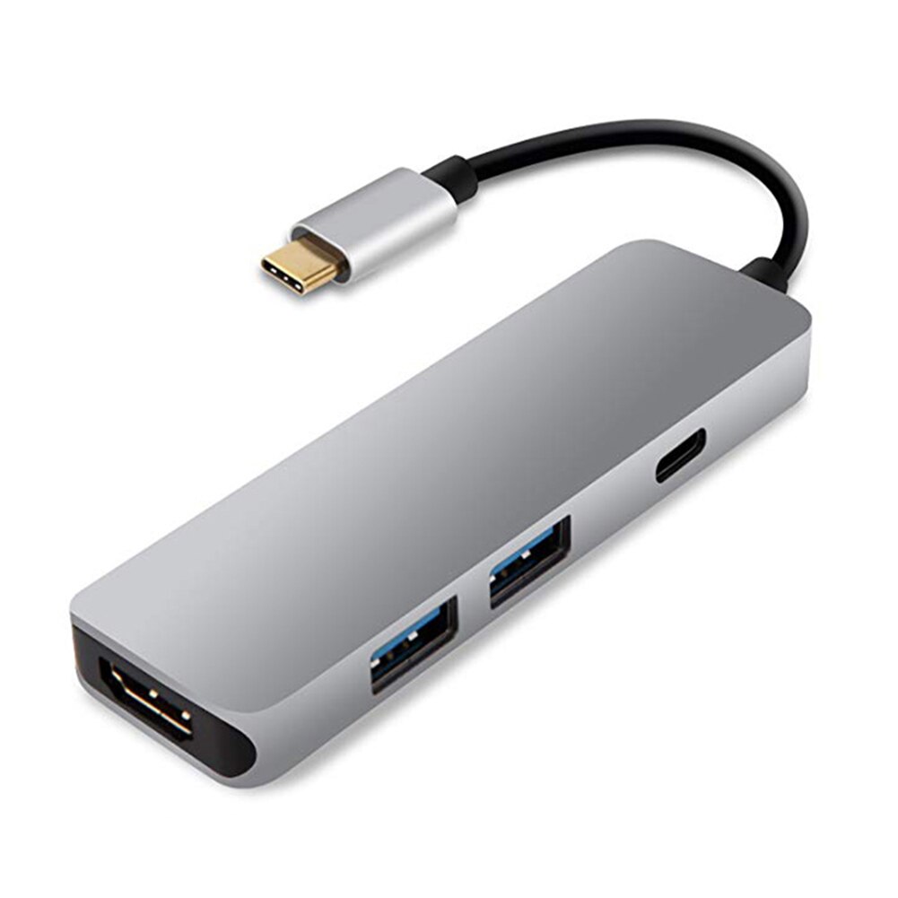 adapter kompatybilny z USB C na HDMI kabel 4K 30Hz typ C na HDMI dla MacBook Samsung S10 Huawei kumpel P20 zawodowiec USB-C rodzaj-c adapter: 4 in 1 hub szary