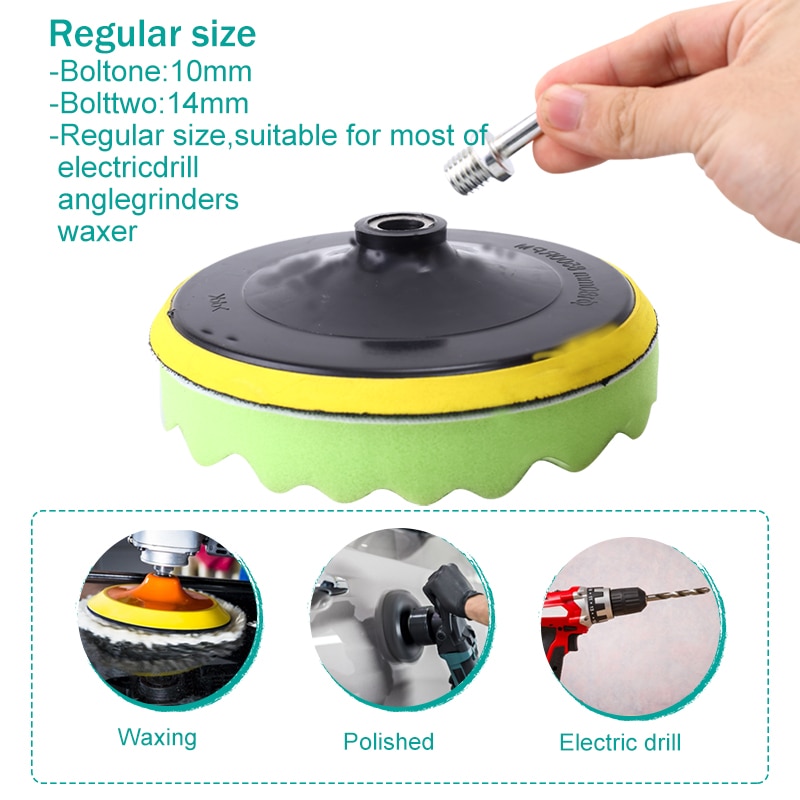 Buffing Pad 4''5''6''7'' inch Car Sponge Polishing Pad Kit M10 M14 Thread Abrasive Polisher Drill Adapter Waxing Tools Accessory