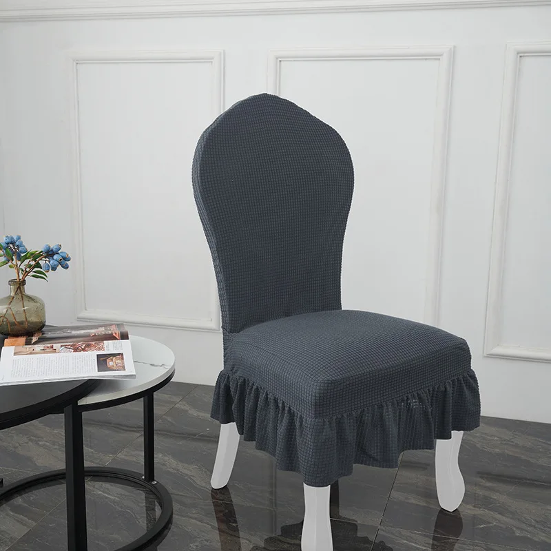 Rok Stoelhoes in Europese stijl Verdikte eettafel en stoelhoes Elastische rok Hotel Restaurant stoel beschermhoes: Black