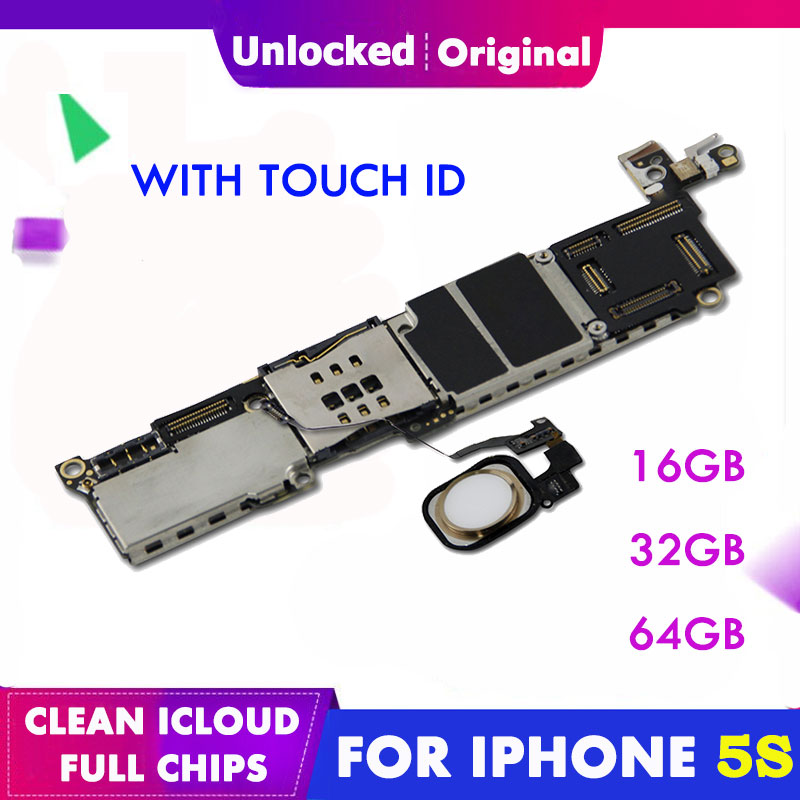 Per IPhone 5S Scheda Madre 16GB 32GB 64GB Scheda Madre della Scheda Logica Principale W/ NO di Impronte Digitali Touch ID Chip Completi