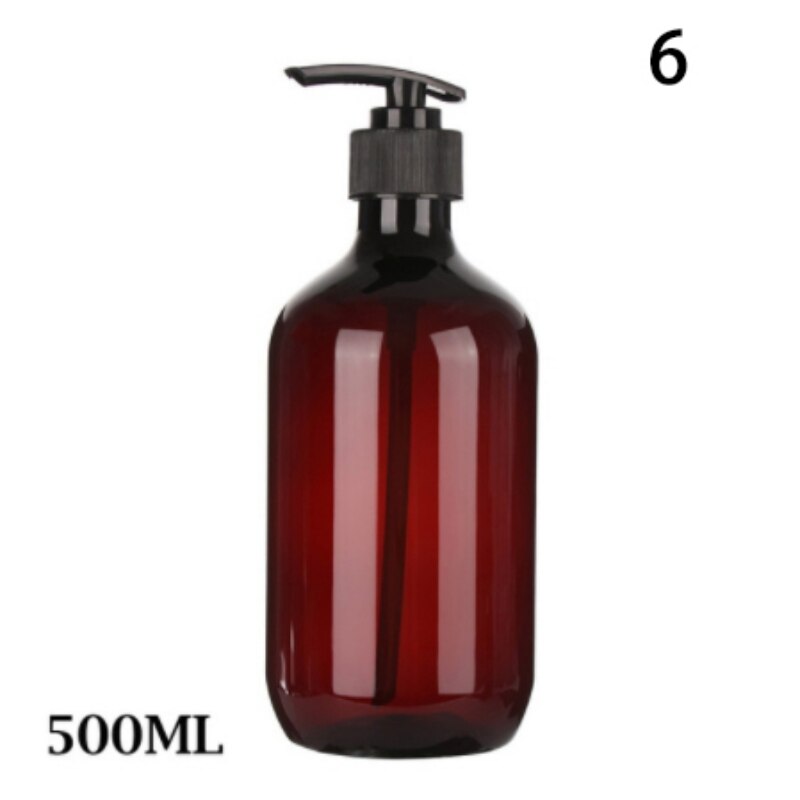 100-500ml Liquid Soap Shower Gel Refillable Bottle Brown Bathroom Shampoo Bottles Wash Hair Conditioner Lotions Press Dispenser: A6