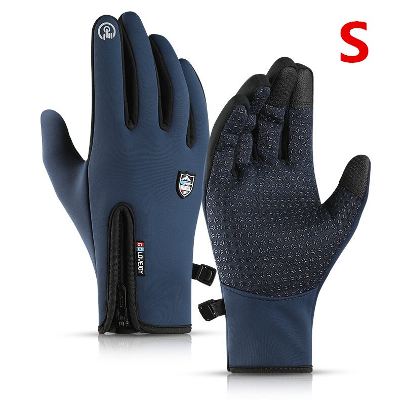 Xiaomi Outdoor Cycling Gloves Winter Warm Fleece Ski Full-finger Gloves Touch Screen Windproof Waterproof Glove for Women Men: Blue S