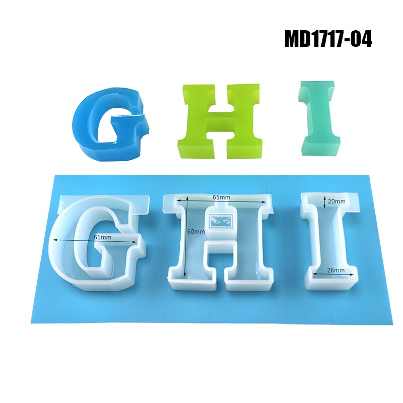Moldes de silicone 26 letras inglês alfabeto resina fundição moldes de silicone diy fazendo ferramentas para casa letras decorativas: md1717-04