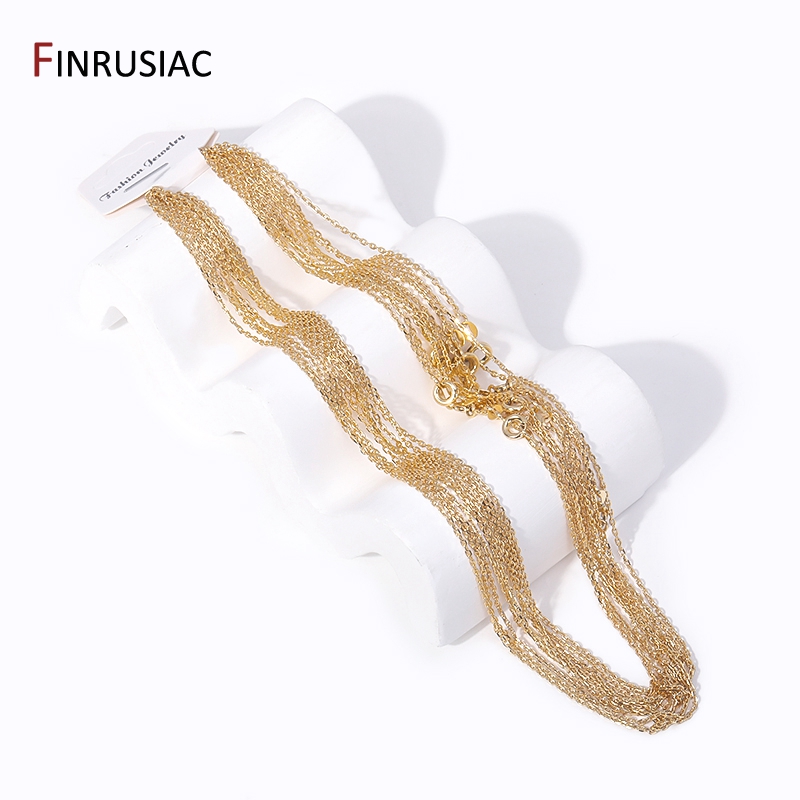 Cadenas de collar chapadas en oro Real de 18 quilates de para la fabricación de joyas, cadenas de latón para la fabricación de collares, accesorios de joyería DIY