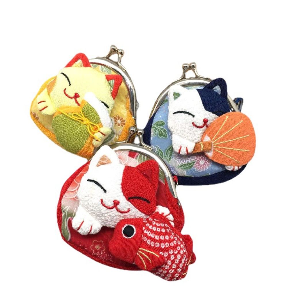 Portamonete giapponese Maneki Neko fortuna gatto portamonete carino multicolore fortunato gatto chiusura pochette mini hasp portafogli regali