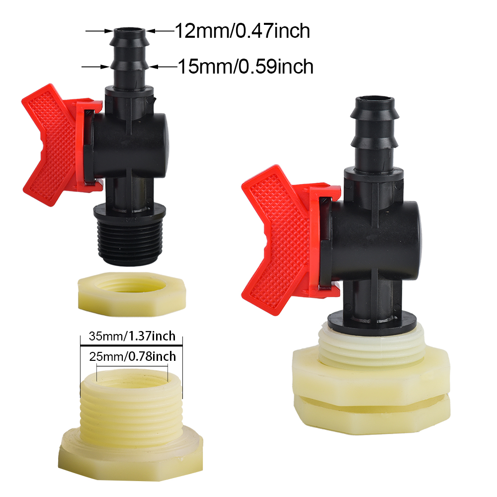 3/4 Inch PVC Rain Barrel Bulkhead Valve Adapter with 16、20mm Hose Adapter for Aquariums Water Tanks Pools