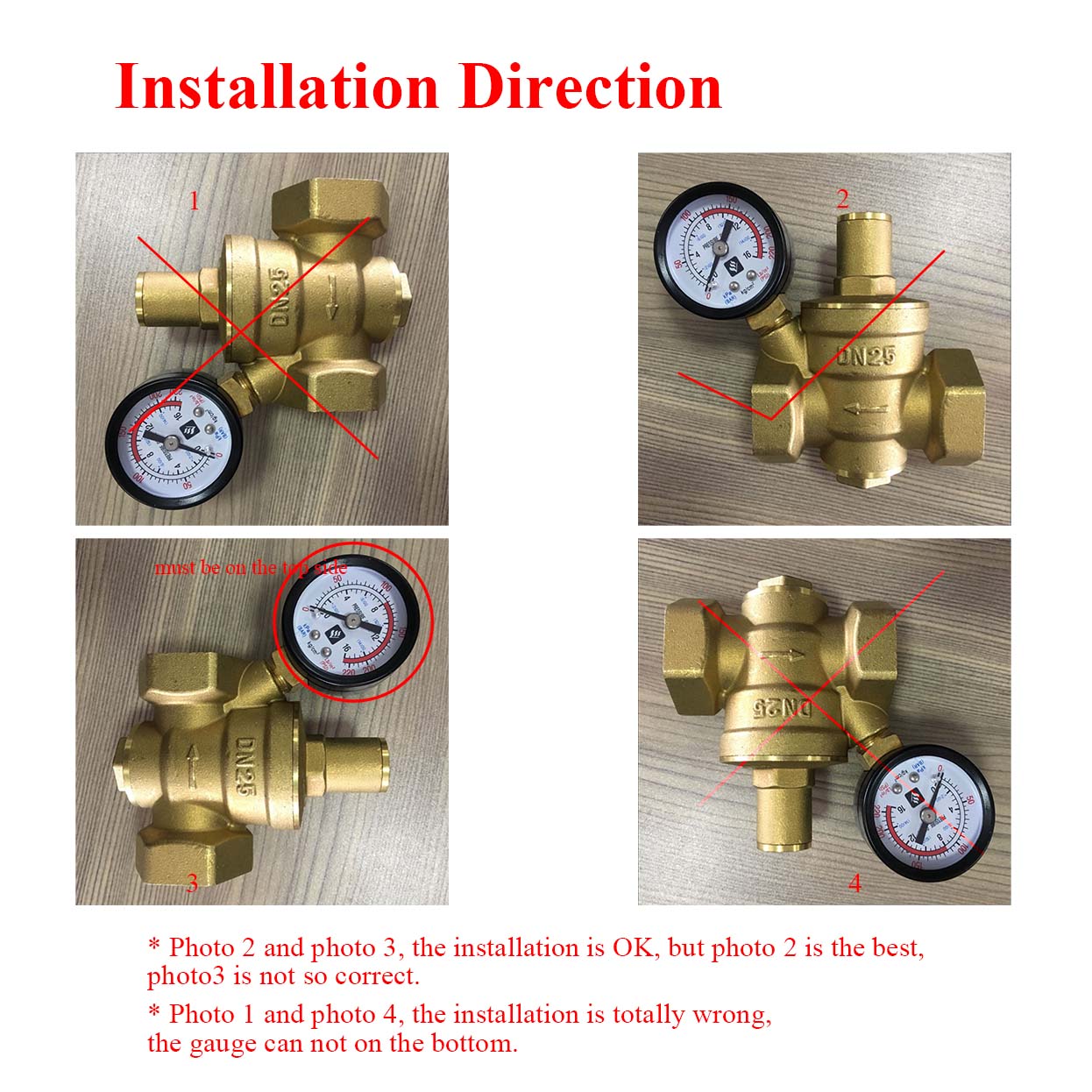 Messing Water Drukregelaar Regulator Reduceerventiel Bsp 1/2 3/4 1 1-1/4 Verstelbare Met Gauge Manometer Pn 1.6