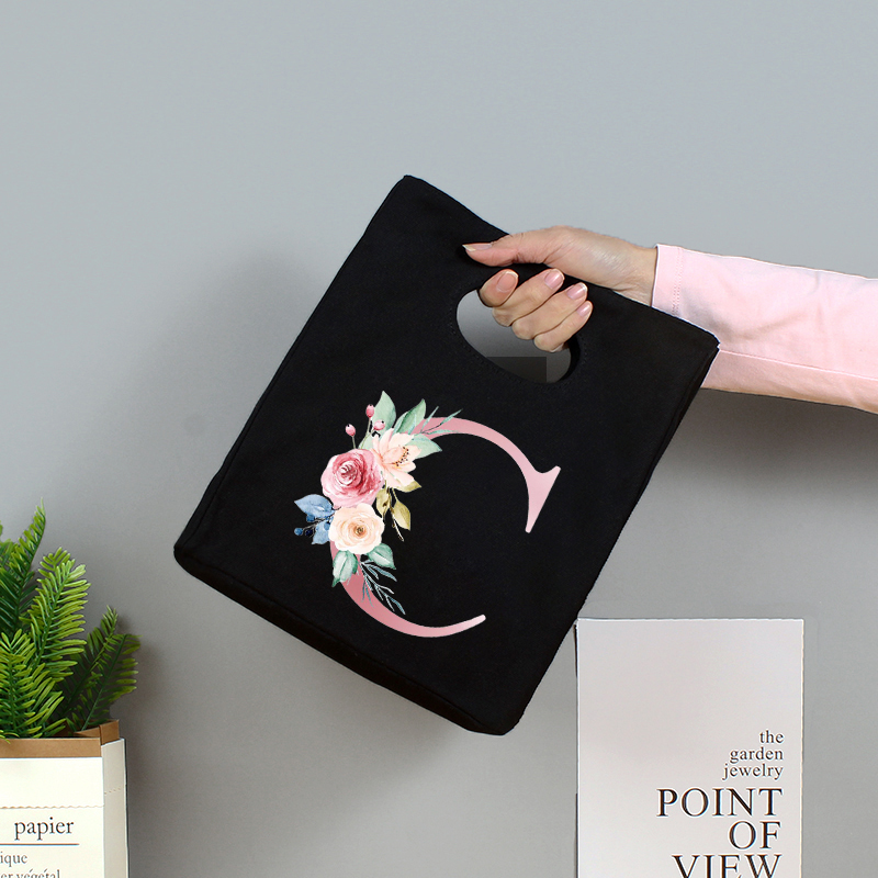 Różowe litery Unisex przenośna torba na Lunch izolowane pudełko na Lunch Tote Bag biuro lodówka pojemnik torba do przechowywania żywności Tote Bag: 9pinkC