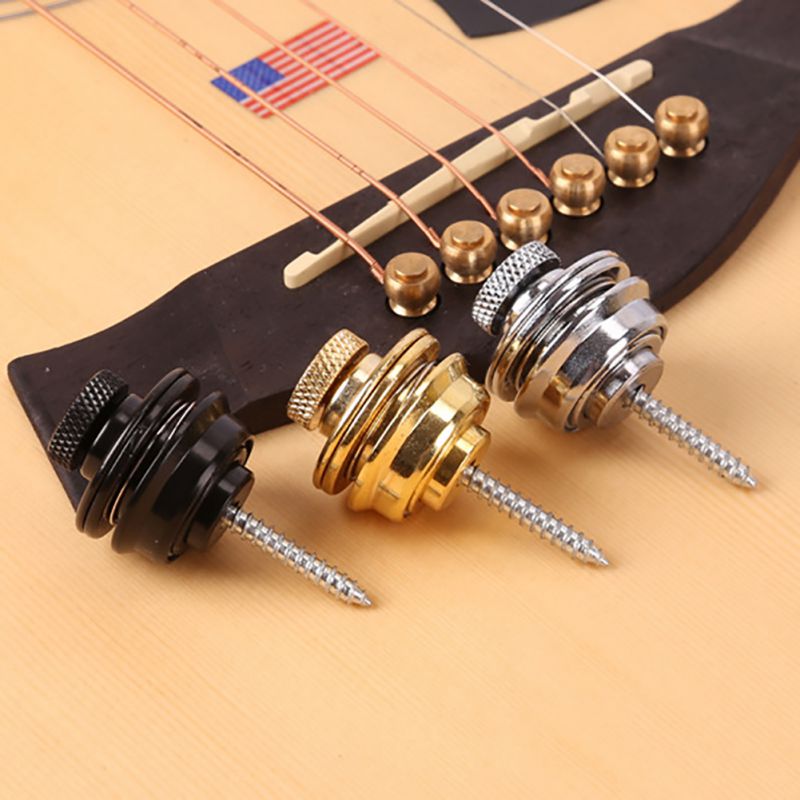 Verrou de sangle de guitare chromé, bouton de verrouillage pour toute basse acoustique électrique, vis facile à fixer et à enlever