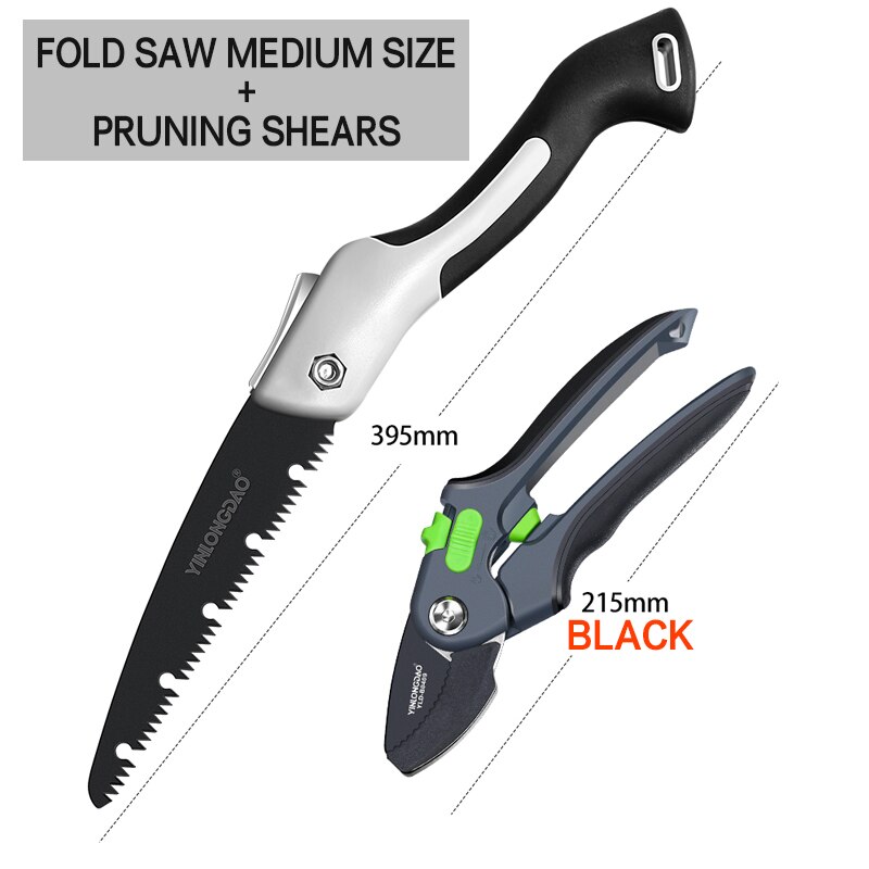 Garden Pruning Grafting Tool Tree Cutter Gardening Pruning Shear Scissor Stainless Steel Cutting Home Gardening Tools: Black Set