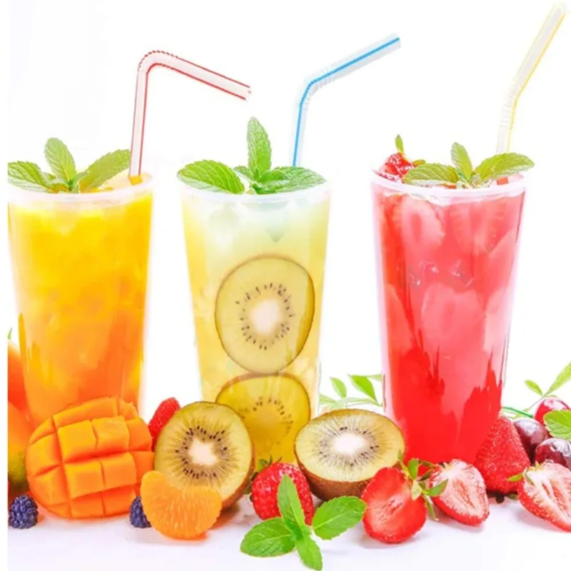 100Pcs Bendable Straws Disposable Colourful Black Straw Rietjes Milk Tea Bar Party Wedding Kitchen Accessories Drinkware 빨대