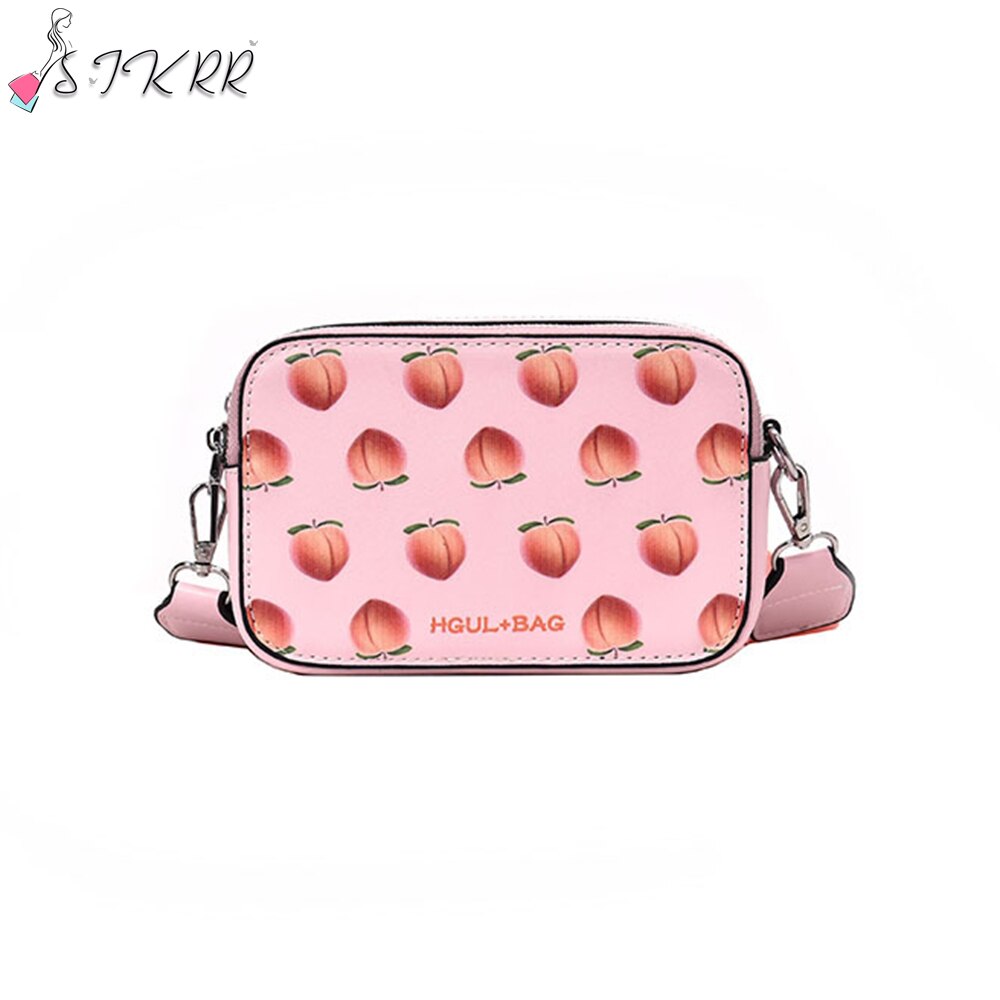 S.ikrr hedelmäkäsilaukku crossbody laukut naisille nahkainen söpö olkalaukku leveä hihna kesäinen pieni neliölaukku kukkaro