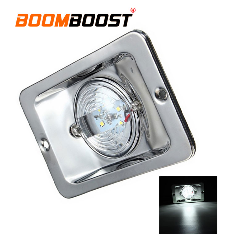 1 Pcs 12V Waterproof Stainless Steel Navigation Lamp White LED Square Light Transom Ship Lights for Marine Boat Ship