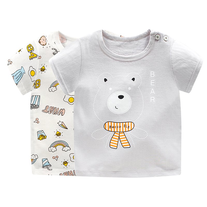 子供の夏のラウンドネックコットンソフトで快適な通気性漫画かわいいプリントベビー tシャツ