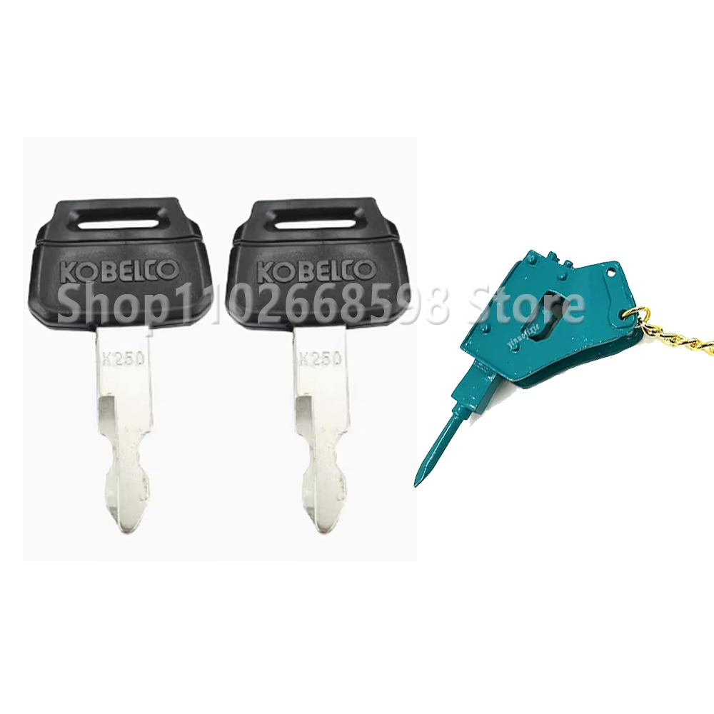 2pcs K250 Key For Kobelco For Excavator Heavy Equipment Keychain Ignition Key with Bucket Key Chain