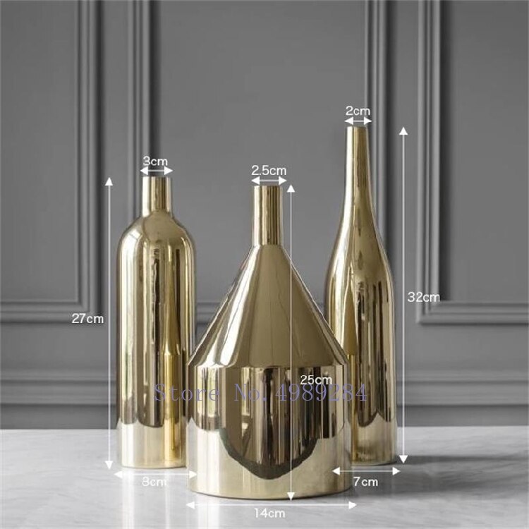 Nordic ceramics Gold vase modern Home Flower arran... – Grandado
