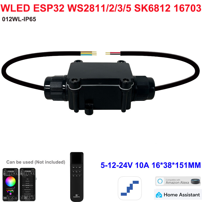 1-10WLED GLEDOPTO RGB Strip Lights with Mic LED Controller ESP32 Music Dynamic Modes for WS2811 WS2812B SK6812 WS2813 WS2815 DIY: GRAY / 44