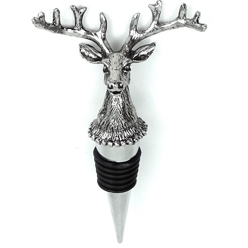 DRMFLE Bronze Deer Head 2-in-1 Zinc Alloy Wine Pourer & Stopper - Drip-Free, Airtight Seal - Rustic Elegance For Wine Lovers
