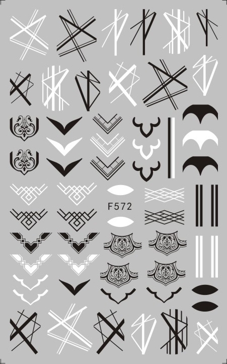 F serie F-635 geometría rusa pegatinas 3d para decoración de uñas Plantilla de calcomanía herramienta para uñas diy decoraciones