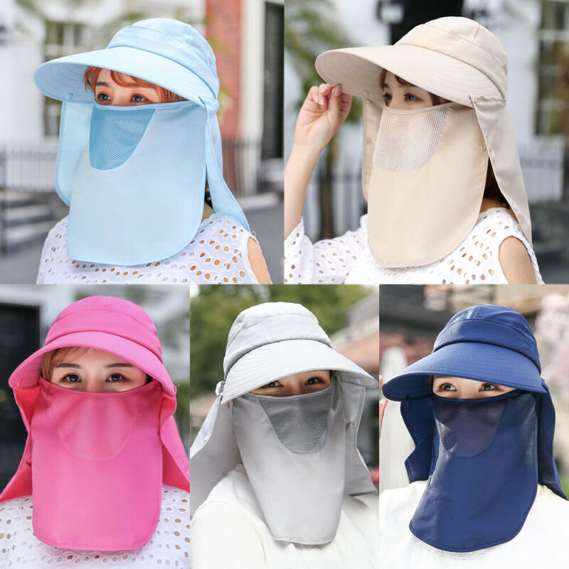 Women Anti-UV Sun Hat Outdoor Cap Wide Brim Neck Face Flap Protective Hiking Protect Cap