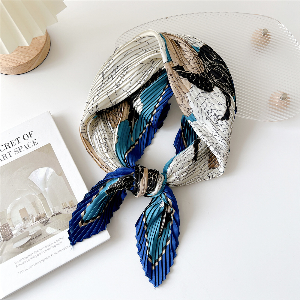 70*70Cm Vouwen Bloemenprint Vierkant Haar Sjaal Bandana 'S Haarband Hoofdband Hoofddoek Hoofddoek Tulband Omslagdoek: YELLOW