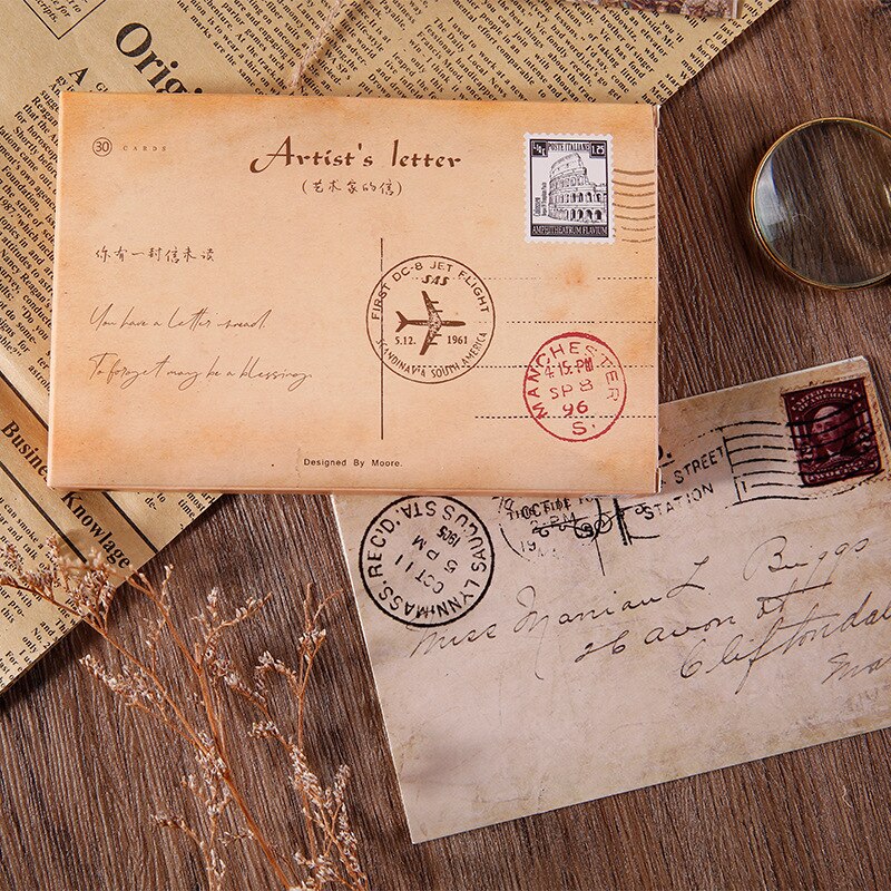 30 arkuszy/zestaw lista artysty pocztówka DIY kreskówka kartki z życzeniami kartka z wiadomością prezent papeterii