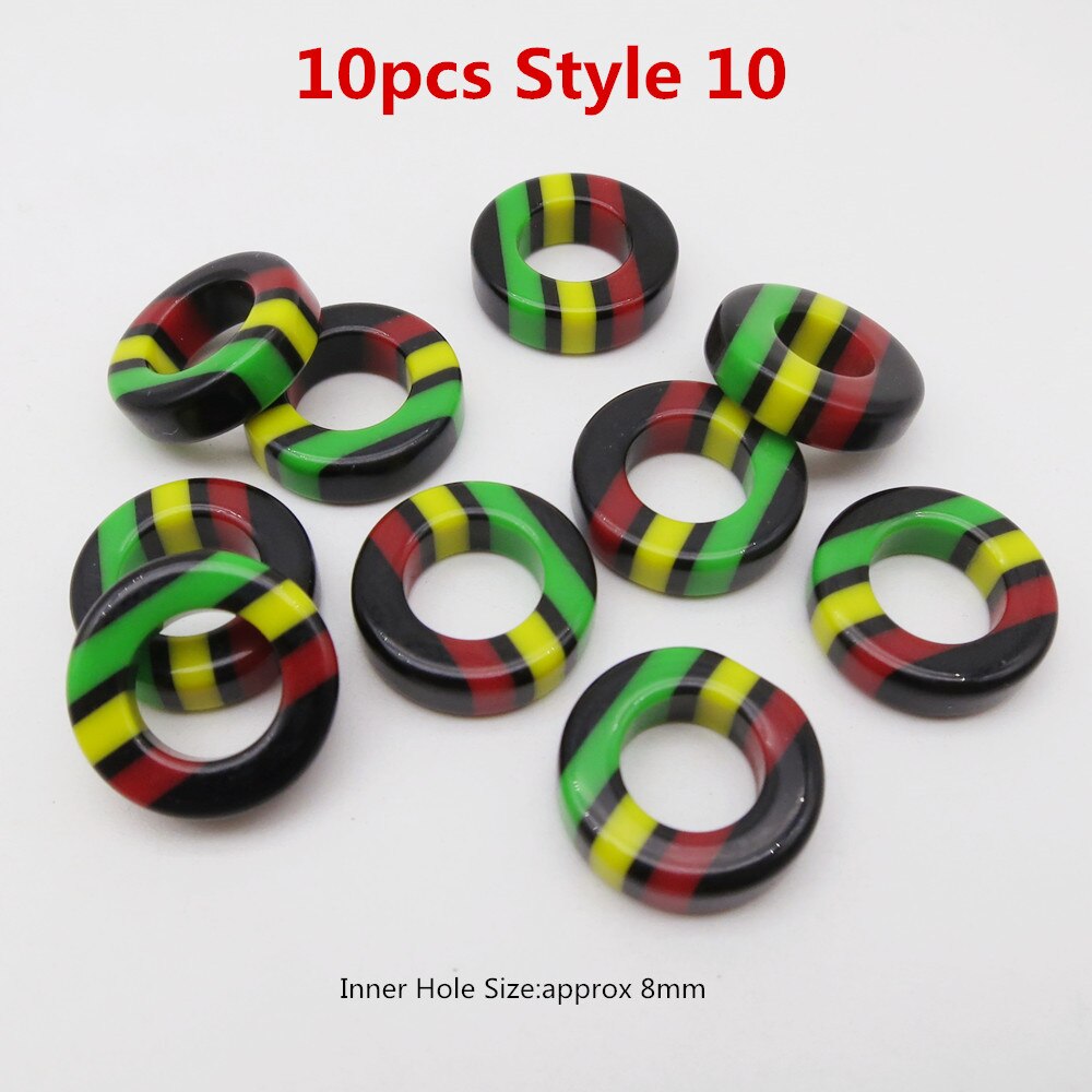 10pcs-30pcs Crochet kids women Braids multi coloured Hair braid Dreadlock Beads rings tube approx 6mm hole for girls Accessories: 10pcs Style 10
