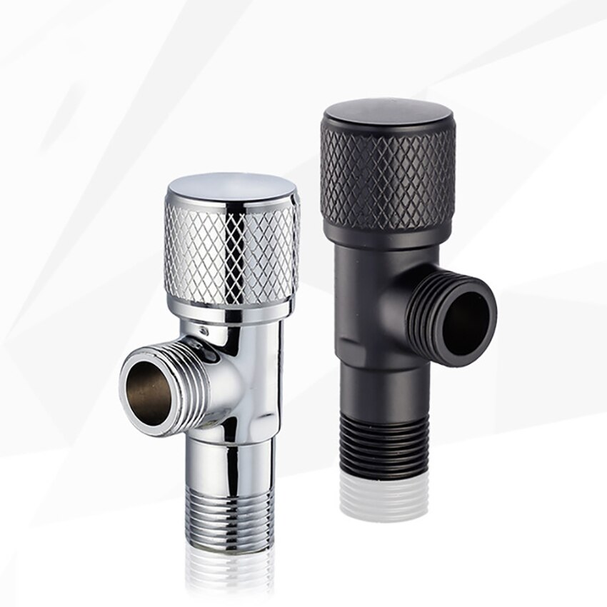 Bathroom Angle Stop Valve Shut Off Quarter Turn Cold Water Shut Off Valve for Toilet Kitchen Sink, Silver, Gold, Black