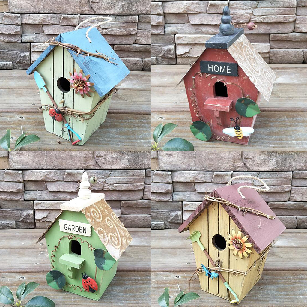 Set of 4 Decorative Hanging Bird Houses, Insect Hotel for Garden ...