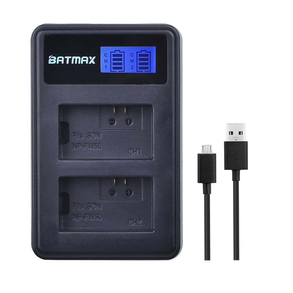 3 Pièces 2000mAh NP-FW50 NP FW50 NPFW50 Batterie Akku + LCD Double Chargeur pour Sony Alpha a6500 a6300 a7 7R a7R a7R II a7II NEX-3 NEX-5: Charger