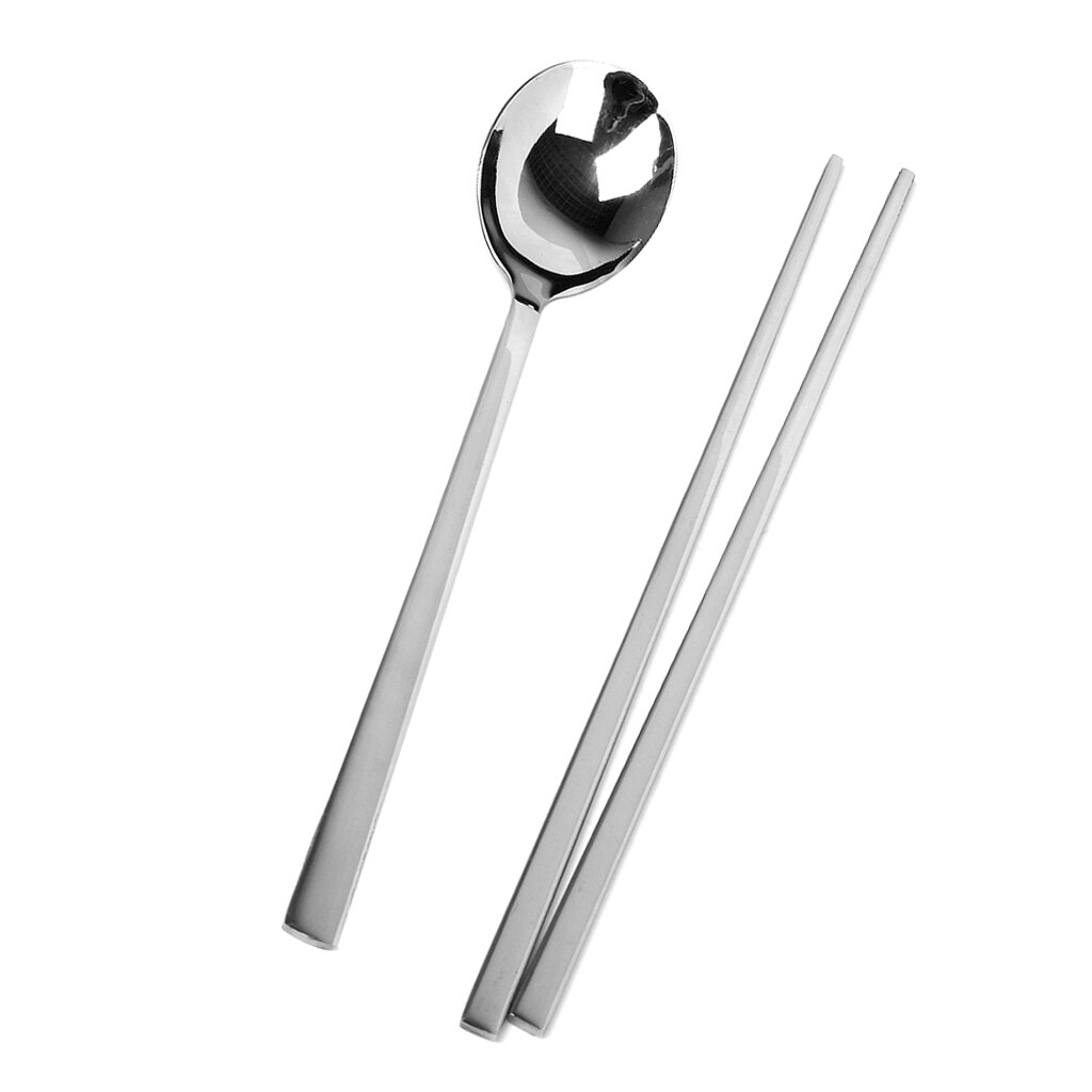 Koreansk stil rustfrit stål metal spisepinde sæt - genanvendelige skridsikre spiral spisepinde 2 par og 2 stk ske ske sæt , 9 tommer