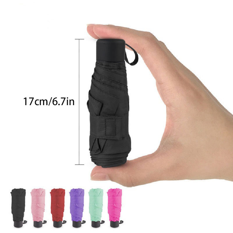 Mini paraguas plegable ultraligero de bolsillo para mujer, paraguas plegable pequeño a prueba de viento para viaje, paraguas compacto para lluvia para hombre, paraguas protector solar para exteriores