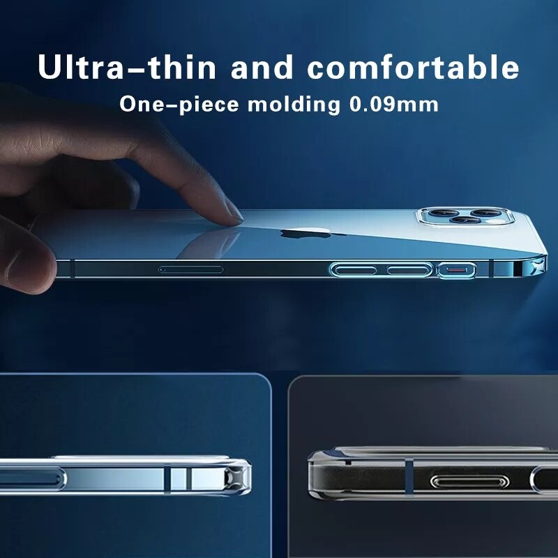 Ultra Thin Clear Case For iPhone 12 11 Pro Max XS Max XR X Soft TPU Silicone For iPhone 6 7 8 Plus 12 Pro Back Cover Phone Case