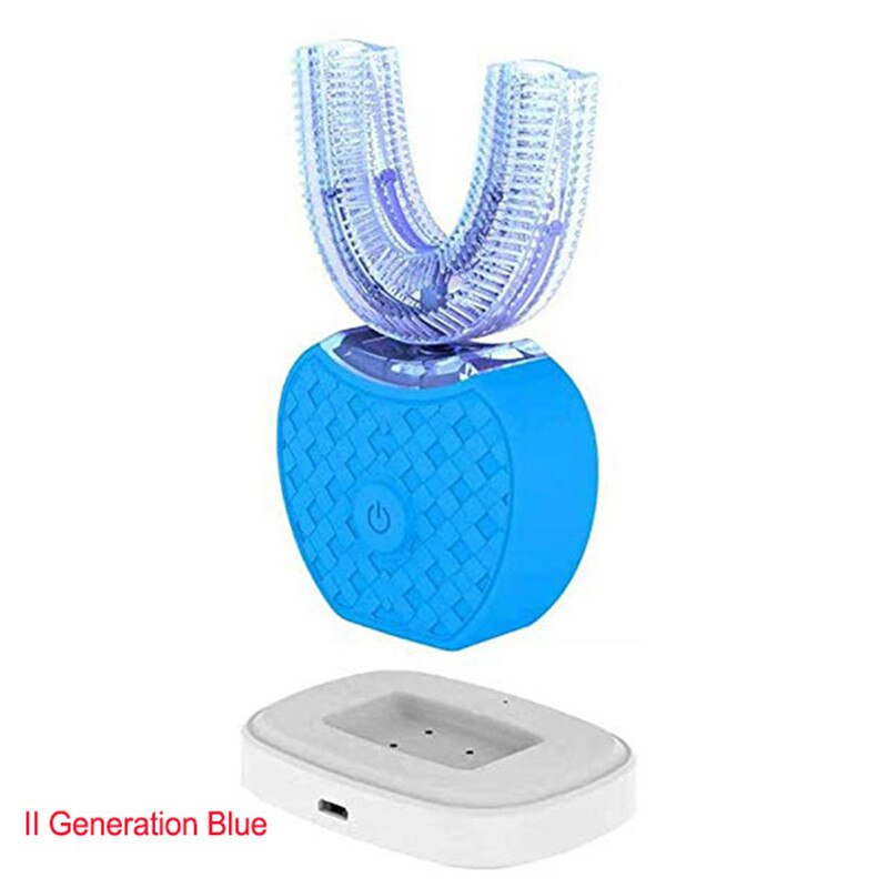 Brosse à dents électrique sonique automatique 360 degrés, brosse à dents électronique Ultra sonique degrés, Rechargeable USB, 4 modes, brossage des dents: II Generation Blue
