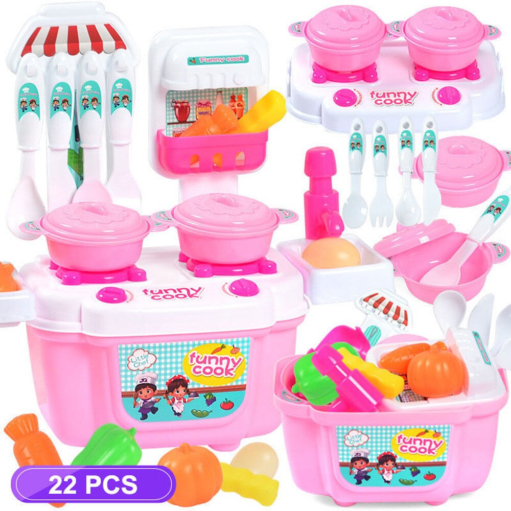 Jeu de rôle Kawaii pour enfant fille, 1 ensemble, Mini ustensiles de cuisine, ustensiles de table, maison de cuisine, jouet, nouveauté, mignon: Pink