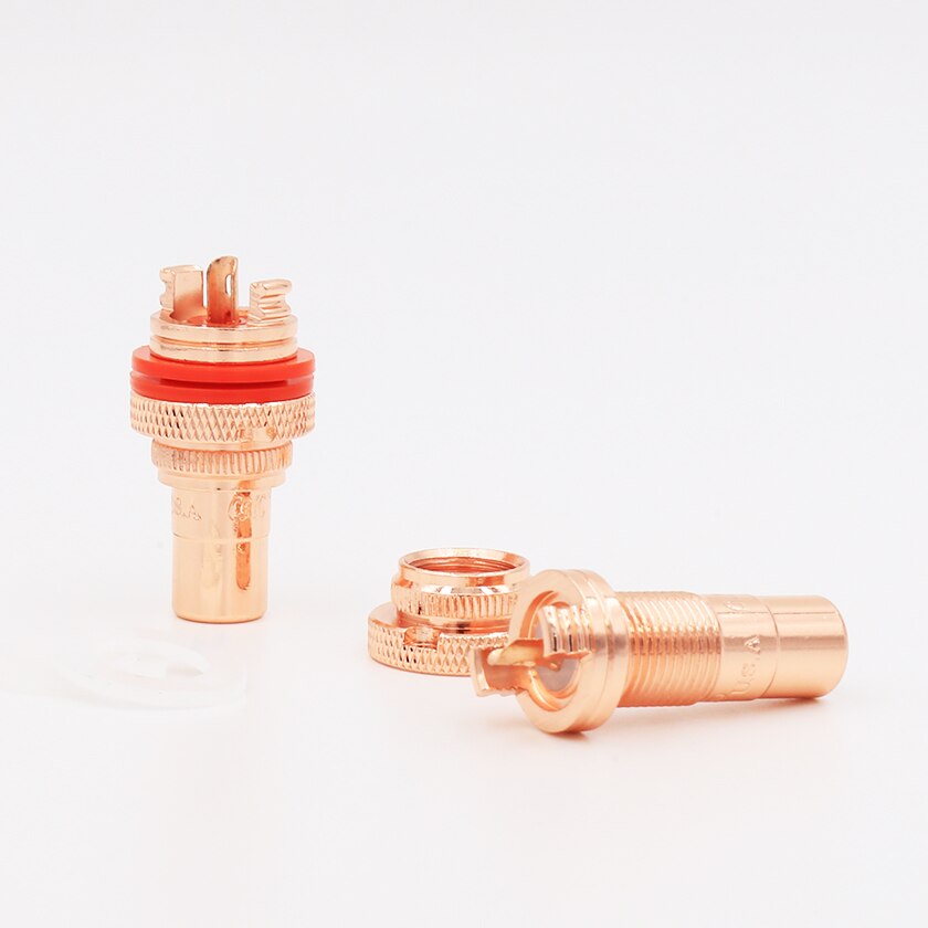 8 Stuks High Performance Pure Red Koper Vergulde Rca Socket