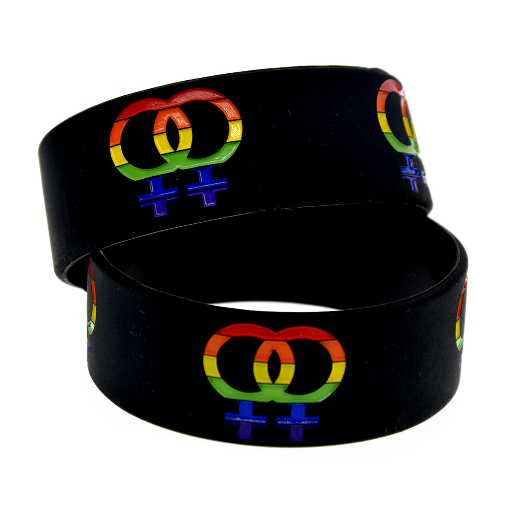 Obh 25Pcs Gay Pride Vrouwelijke Geslacht Symbool Silicone Rubber Armband Een Inch Breed