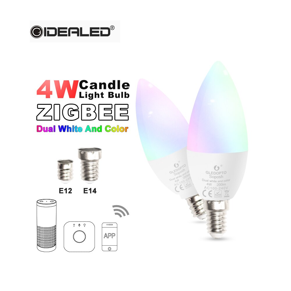 Zigbee hub Smart led lamp rgbw/rgbww smart APP controle Dimmen E14 Door Zigbee Echo plus Lightify Hub, homee, Smart Vrienden