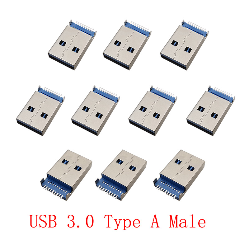 10 st/parti usb 3.0 typ a hane 9 -polig kontakt blå port gör-det-själv dataladdningskontakter usb lödkontakter