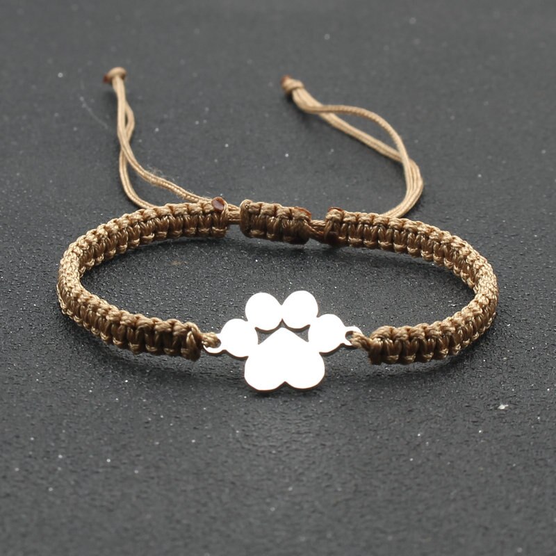 Roestvrij staal Bear Claw bedelarmband Lovers' Lucky handgemaakte gevlochten verstelbare vriendschapsarmbanden voor dames heren koppels: Imitation Rhodium Plated