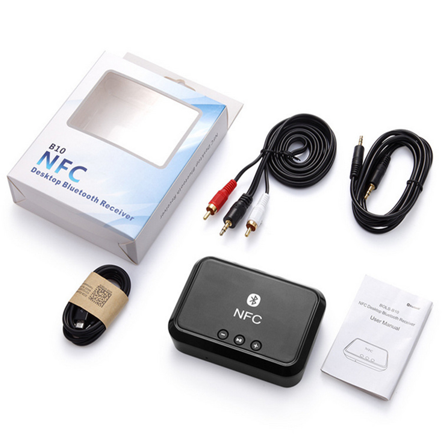 VAORLO-receptor de Audio estéreo con Bluetooth, Reproducción USB, 3,5 MM, AUX, RCA, Jack, NFC, conexión inteligente, adaptador inalámbrico para altavoz de casa y coche