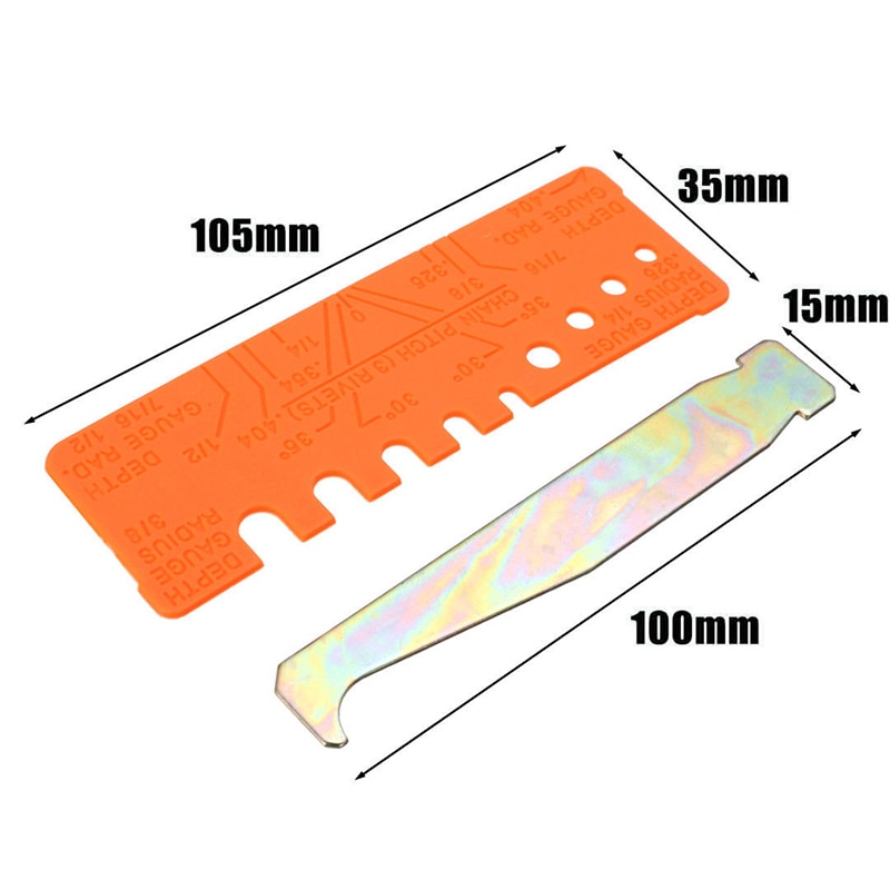 Practical Chainsaw Tool Quick-check Gauge Guide Bar-groove Rail Cleaner 2Pcs/Kit